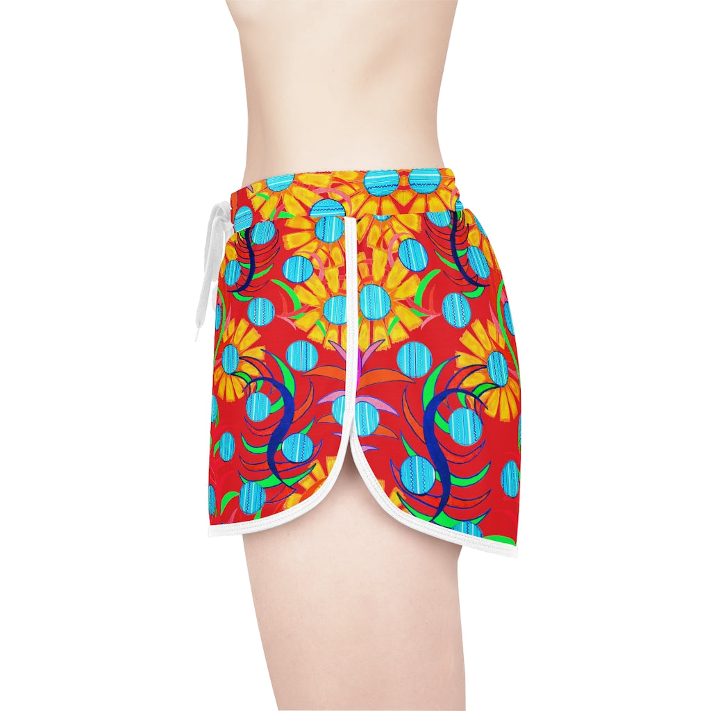 Red Sunflower Relaxed Shorts