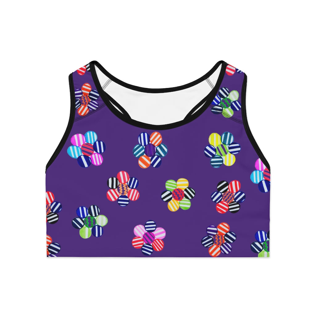 Purple Candy Florals (AOP) Sports Bra