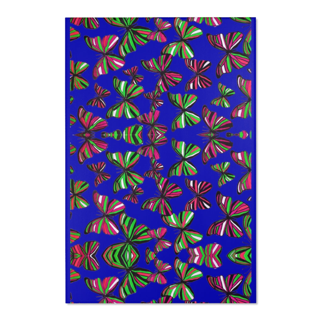 Butterflies Royal Blue Area Rug