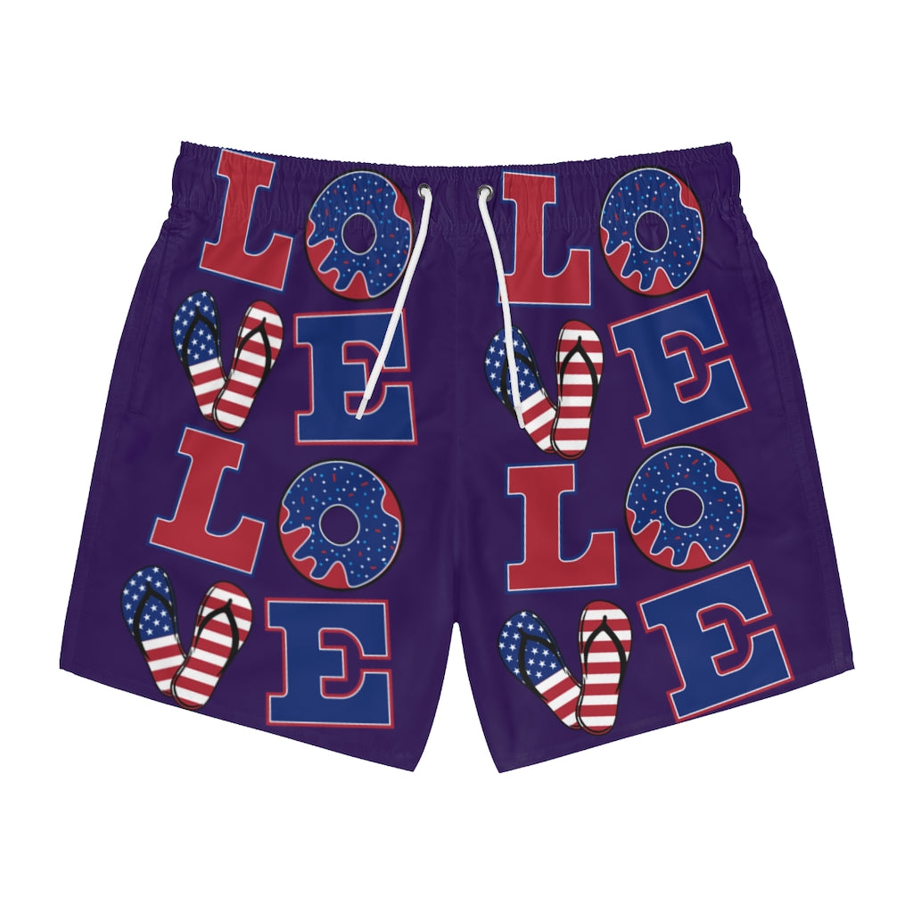 Men's American Love Violet Swimming Trunks