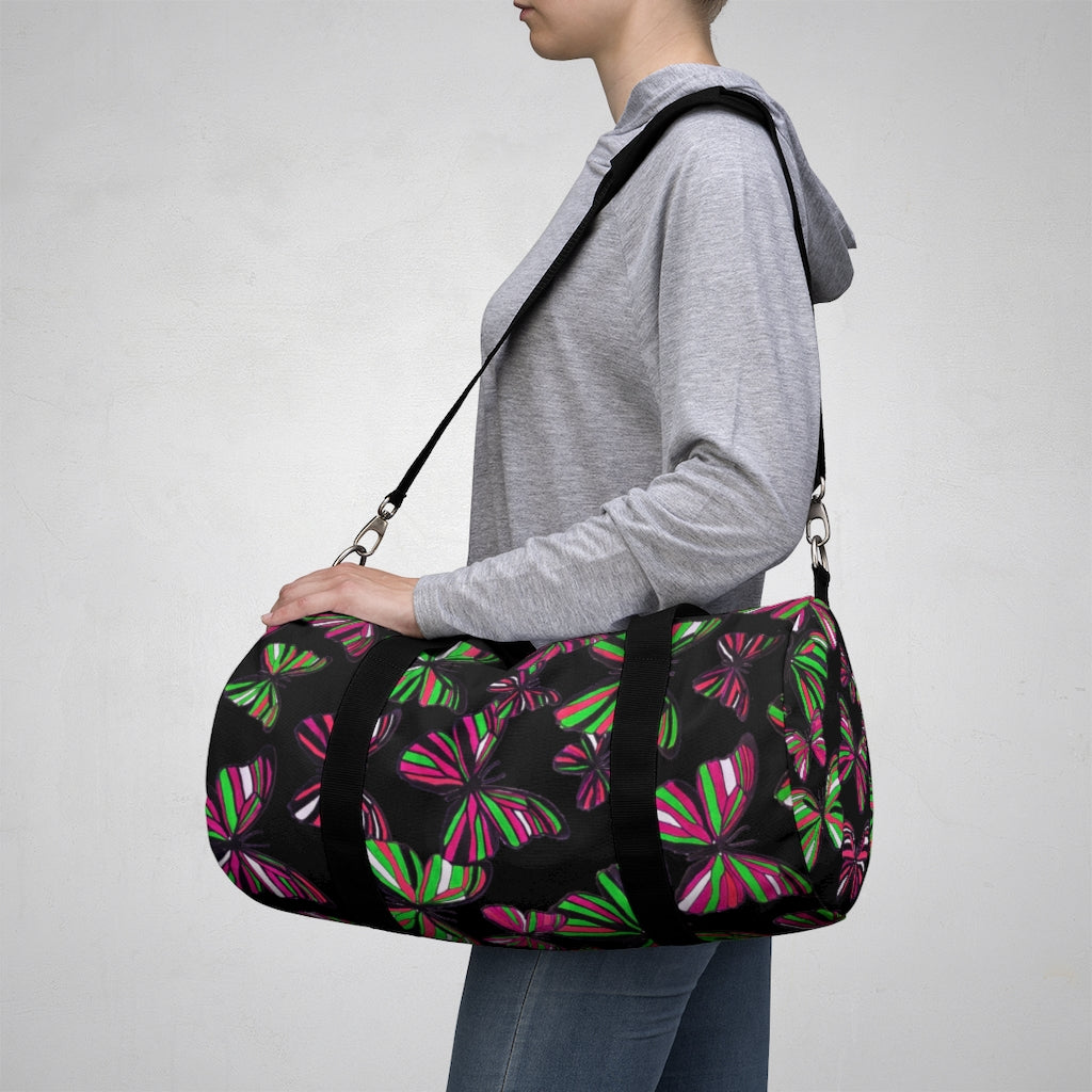 Butterflies Black Duffel Bag