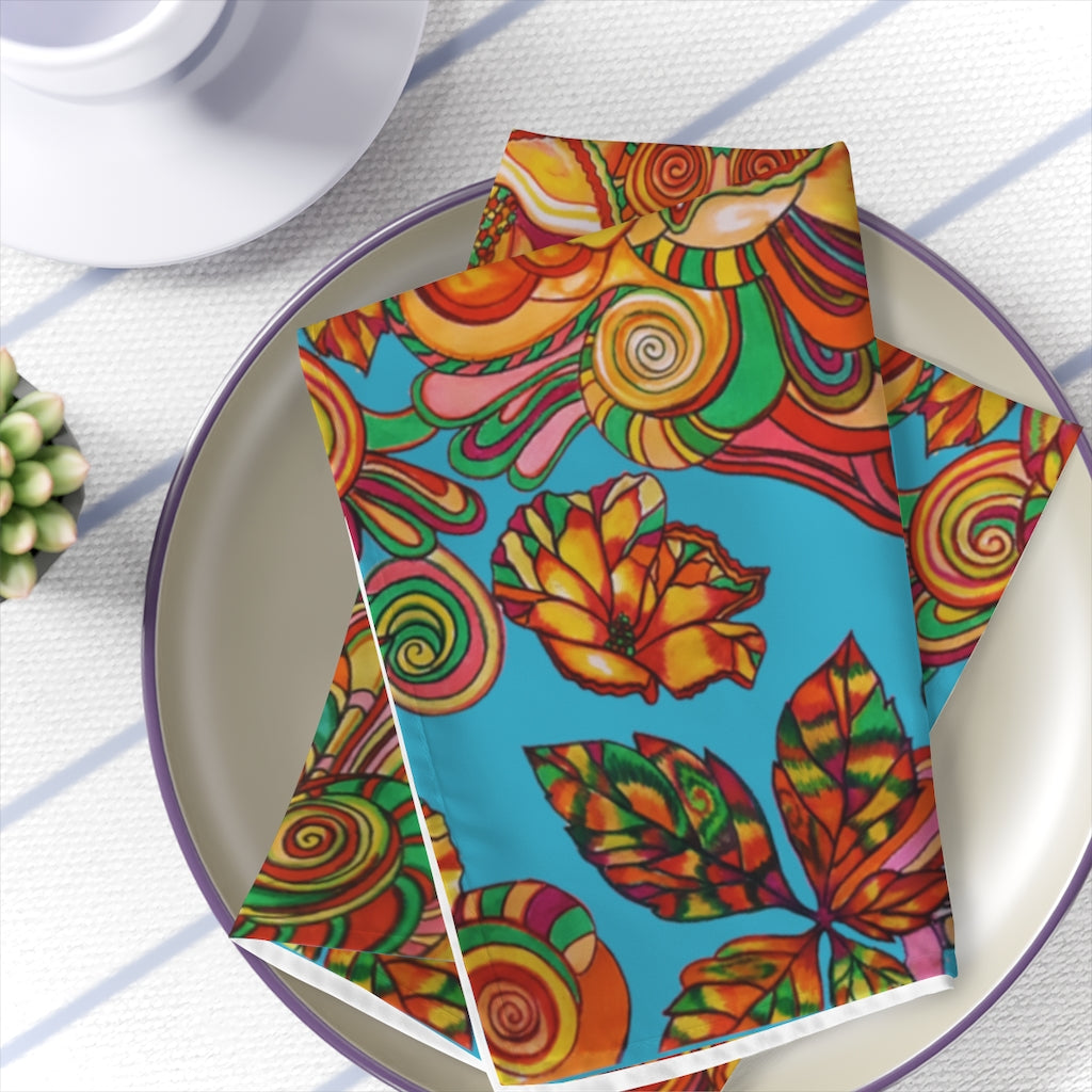 Aqua Artsy Floral Napkin