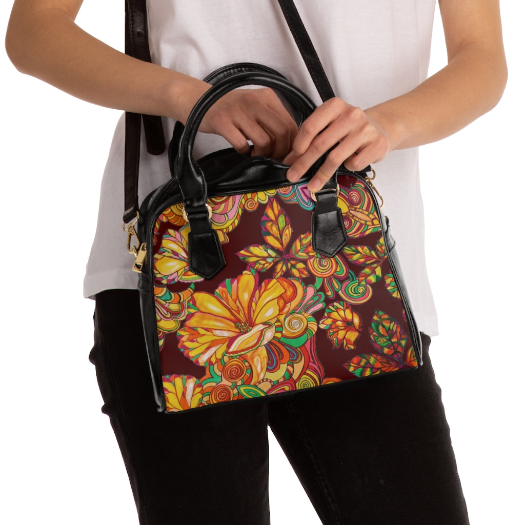 marsala floral print handbag