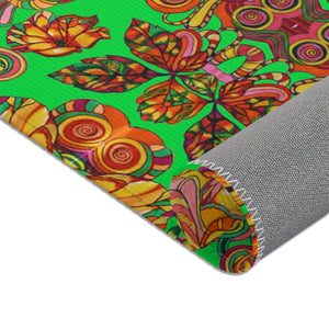 Artsy Floral Lawn Green Area Rug