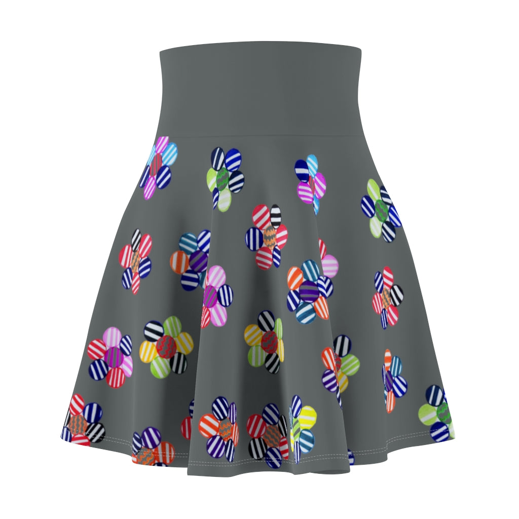 Ash Grey Candy Florals Skater Skirt