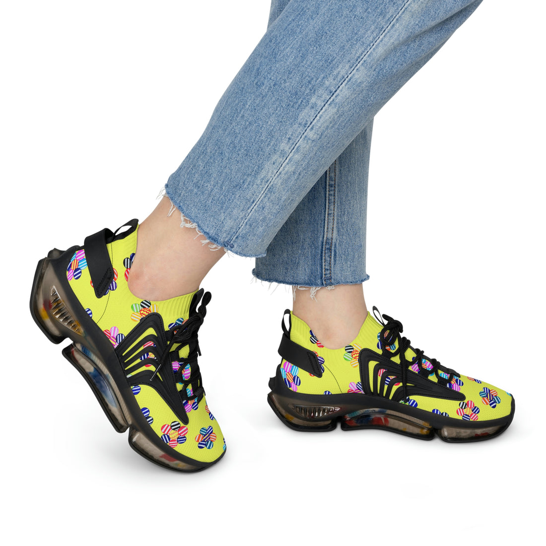 Canary Candy Floral Printed OTT Women's Mesh Knit Sneakers