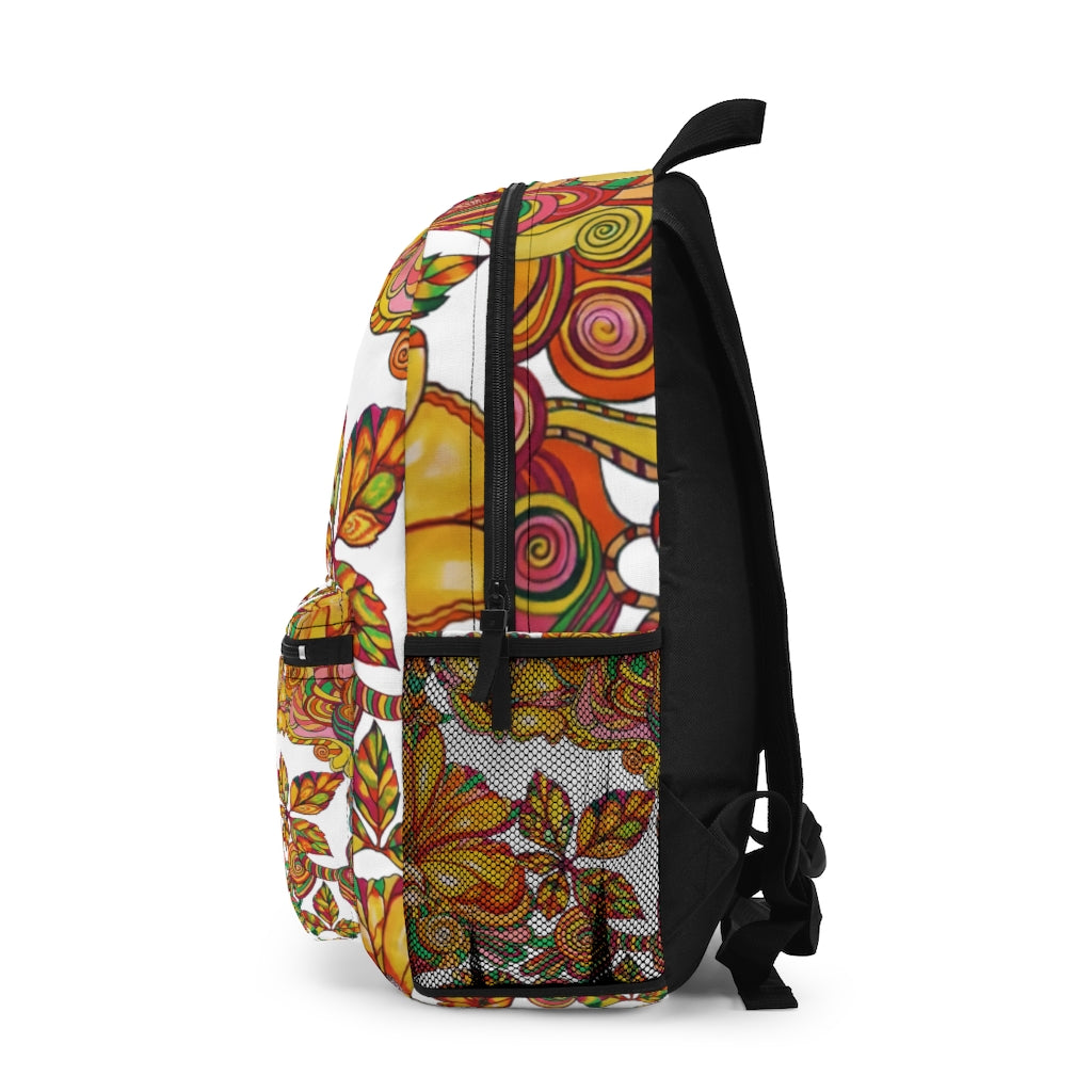 Artsy Floral White Backpack