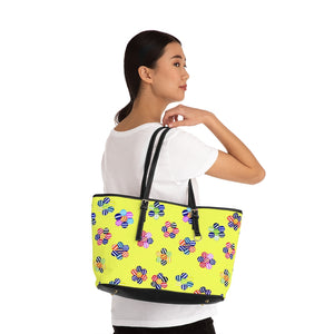 Canary Yellow Candy Florals PU Leather Shoulder Bag