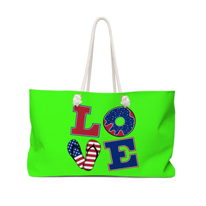 American Love Neon Green Weekender Bag