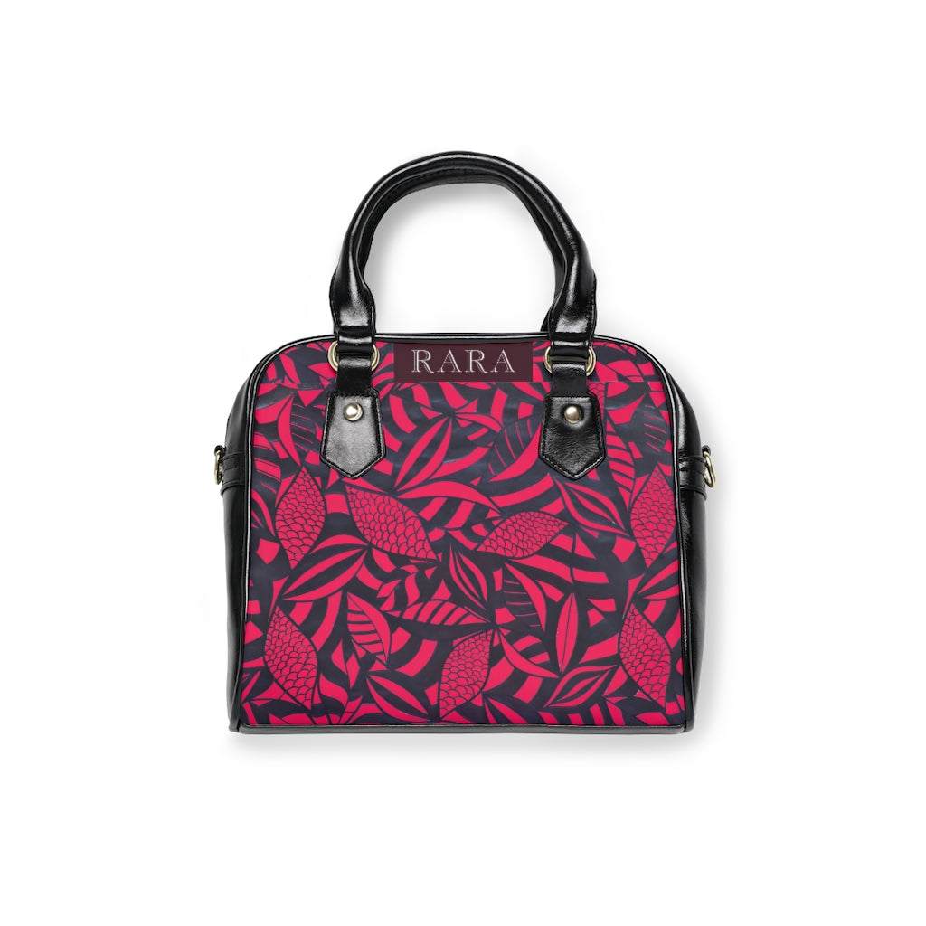 tropical leaves carrot pink handbag