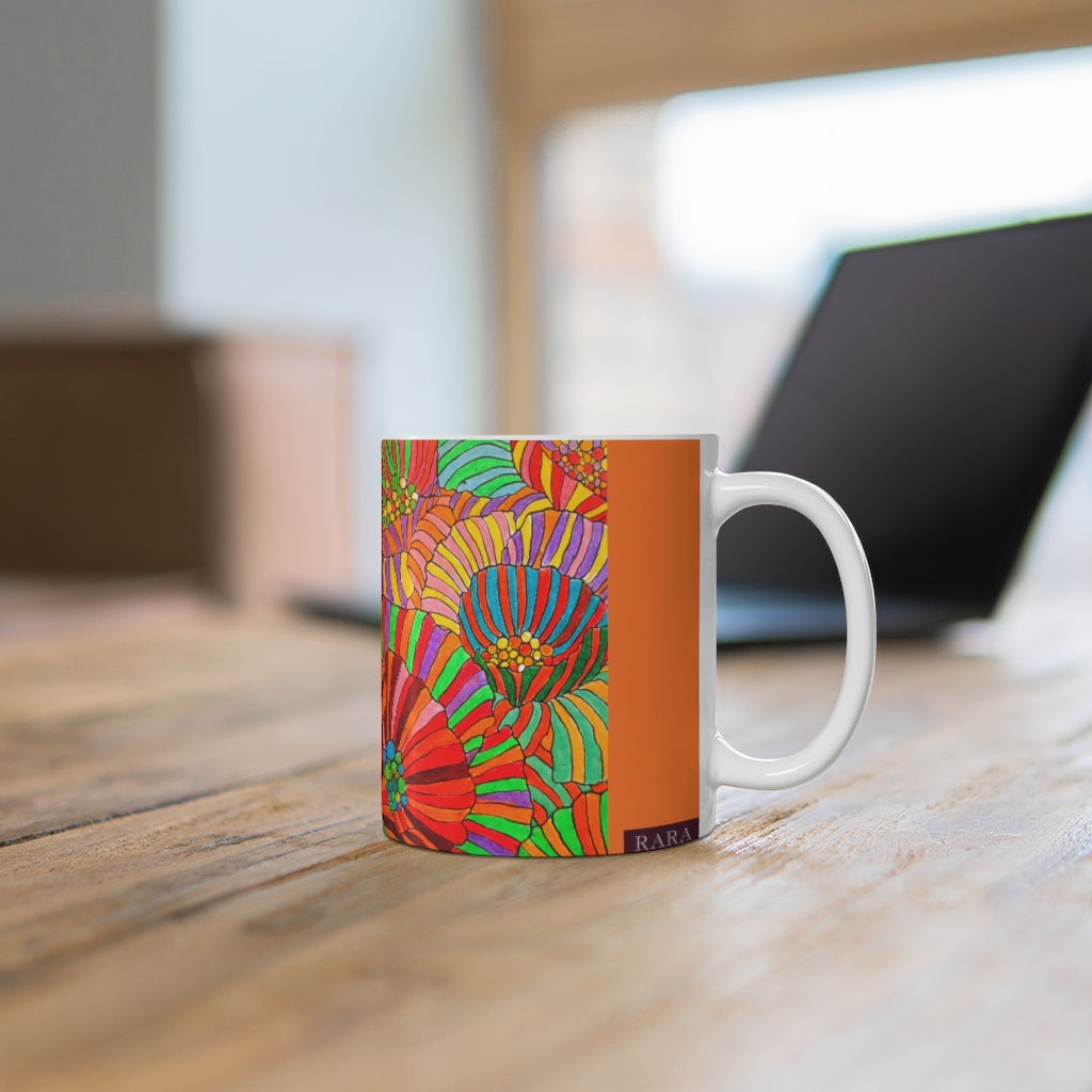 Wild Flower Orange Ceramic Mug 11oz