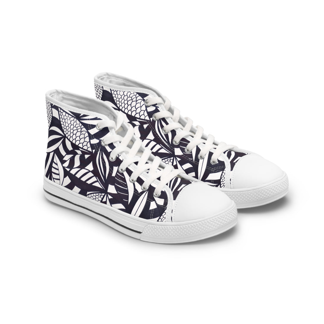 White Tropical Minimalist Women's AOP High Top Sneakers