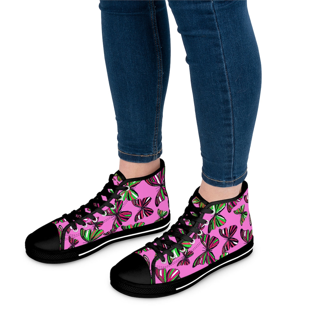 Rose Butterflies Women's High Top Sneakers