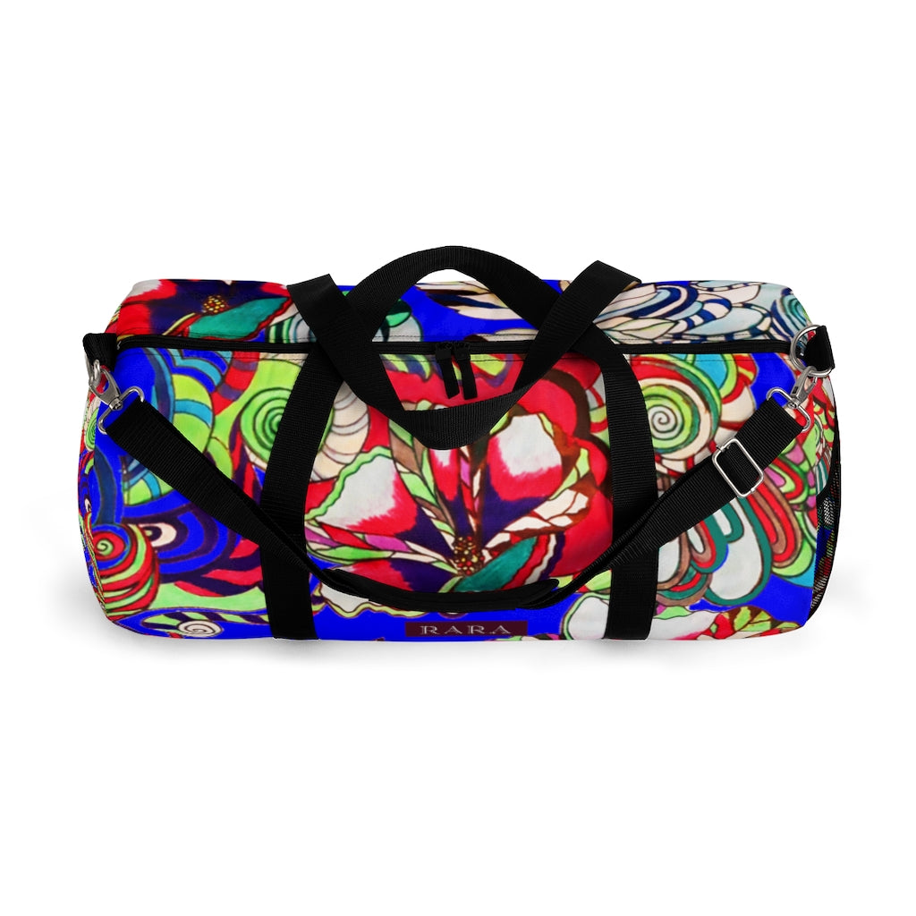 Artsy Floral Pop Electric Blue Duffel Bag