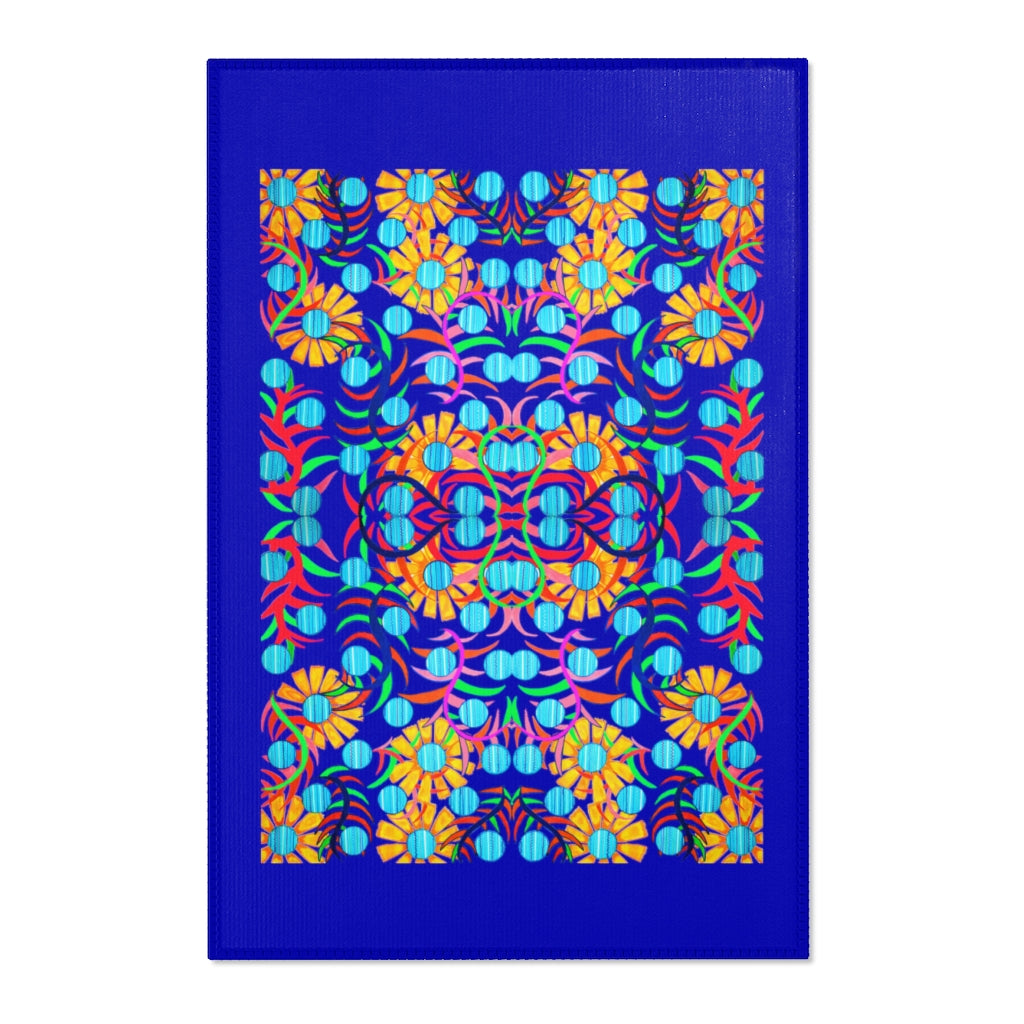 Sun Flower Royal Blue Area Rug