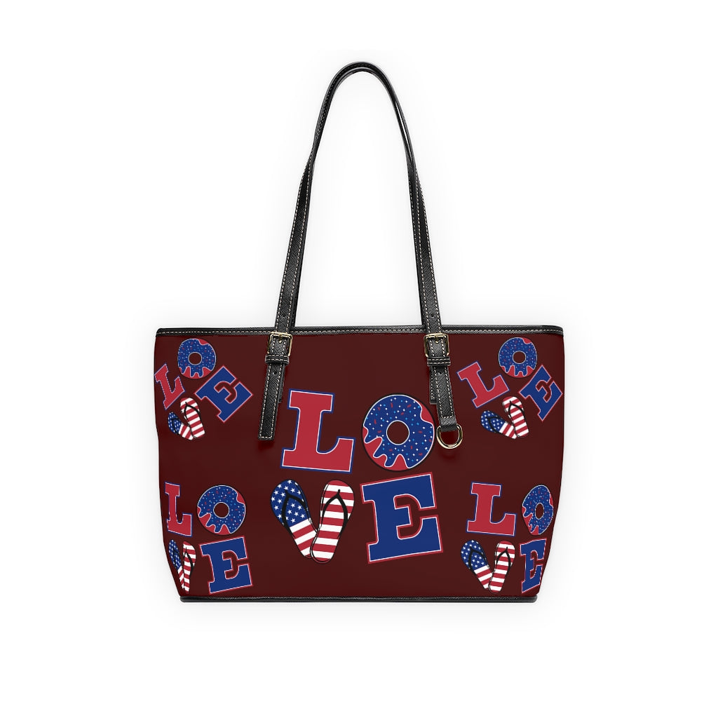 marsala love america print tote