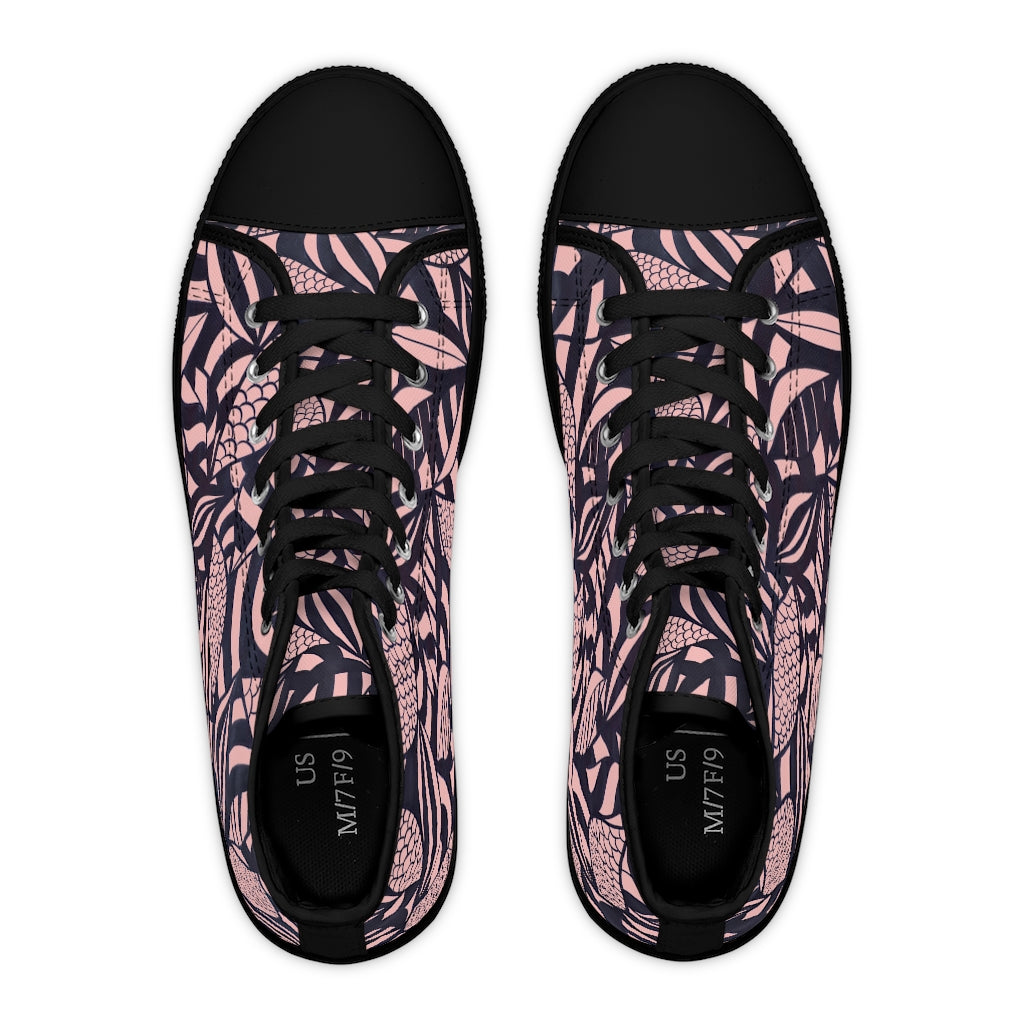 blush tropical print hightop women's sneakers