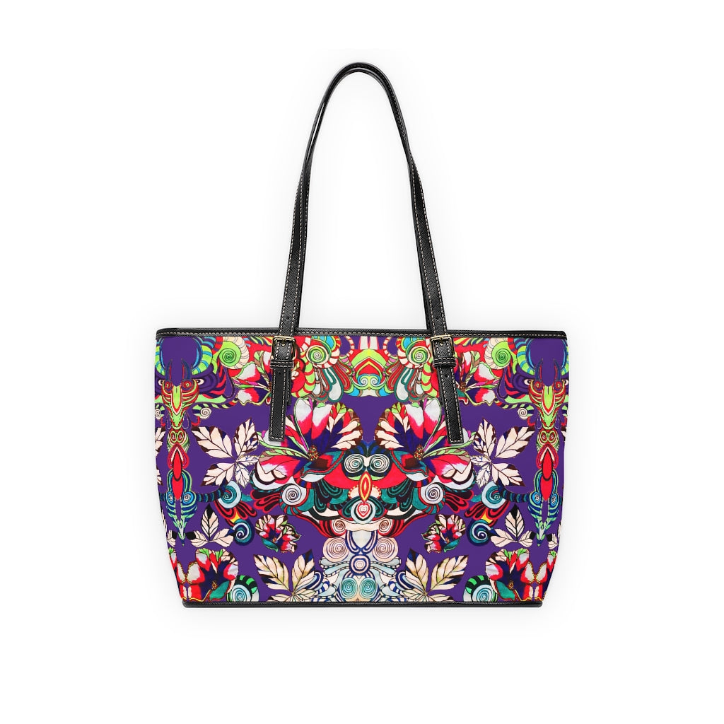 Purple Floral Pop PU Leather Shoulder Bag