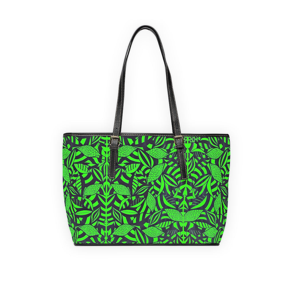 Neon Green Tropical Minimalist PU Leather Shoulder Bag