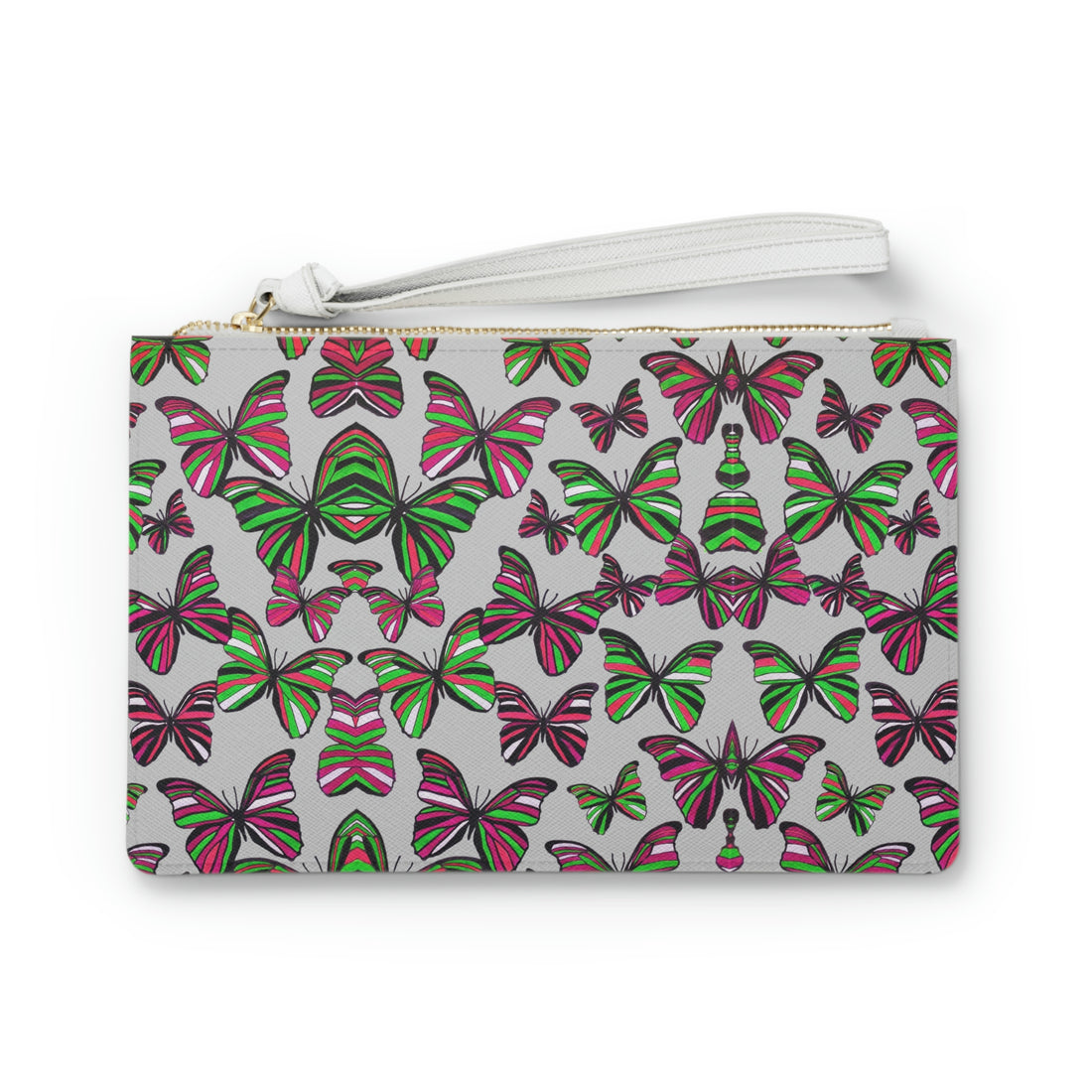 slate grey butterfly print clutch