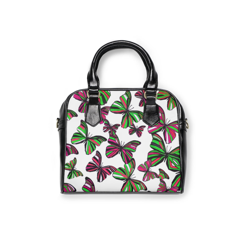 white butterfly print handbag