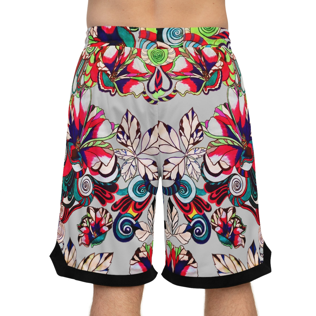 slate graphic floral  print basketball shorts for men