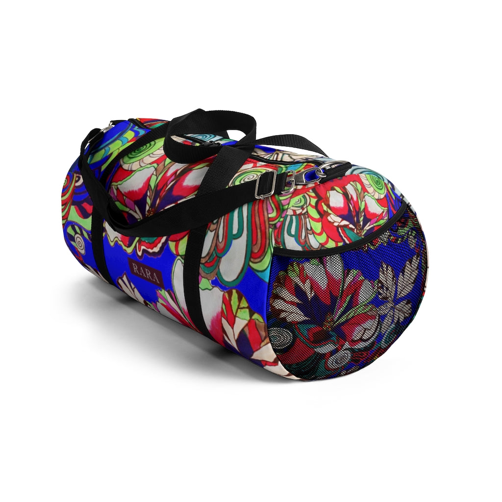 Artsy Floral Pop Electric Blue Duffel Bag