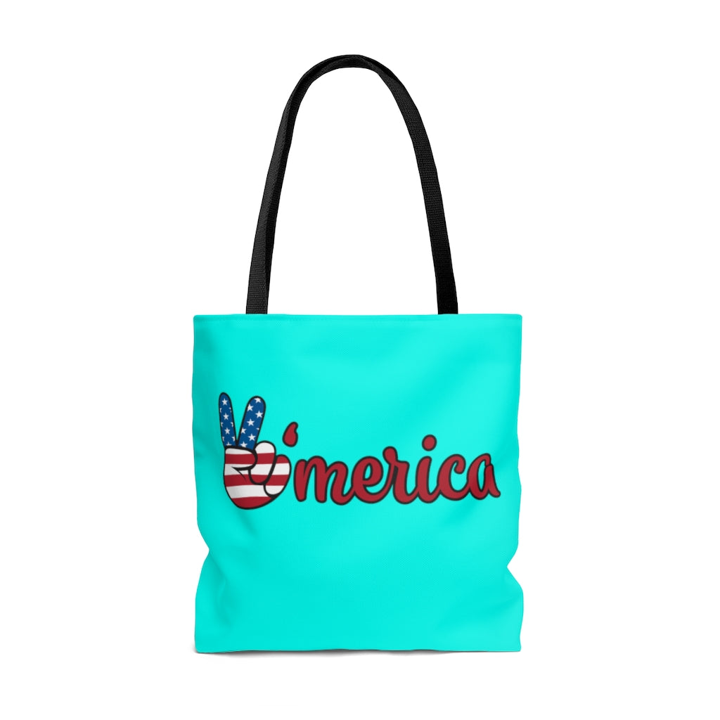 AOP All American Cyan Tote Bag