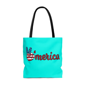 AOP All American Cyan Tote Bag