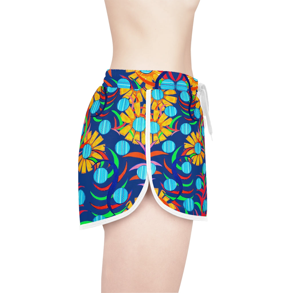 Blue Sunflower Relaxed Shorts