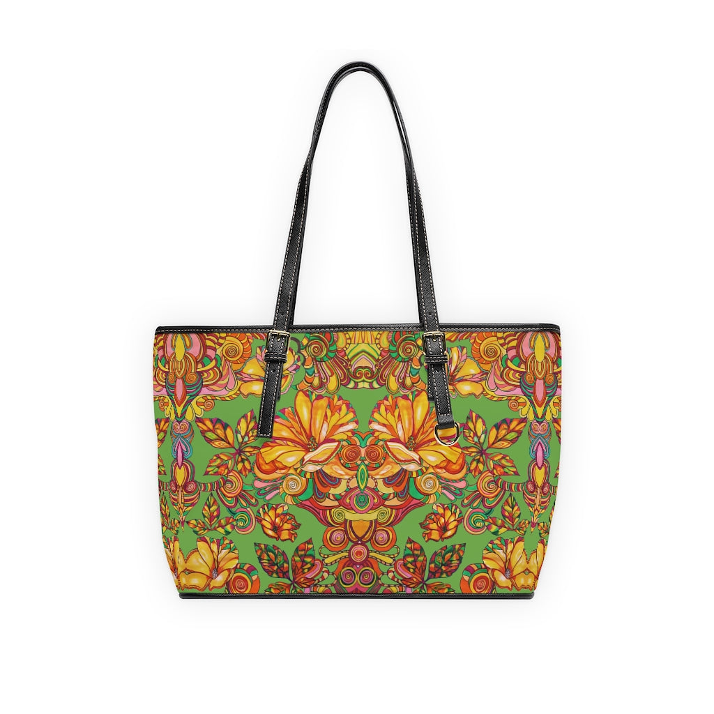 Olive floral print tote bag