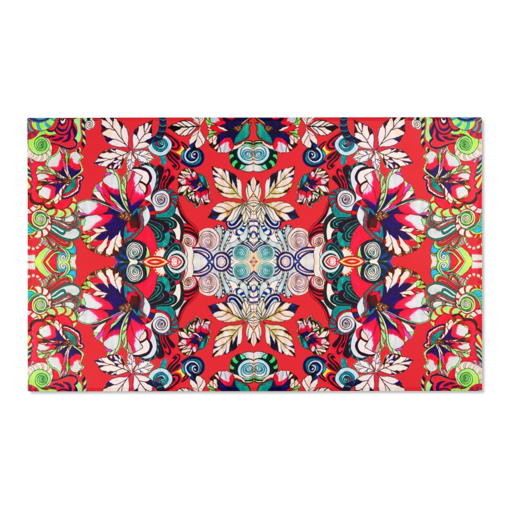 Artsy Floral Pop Red Area Rug