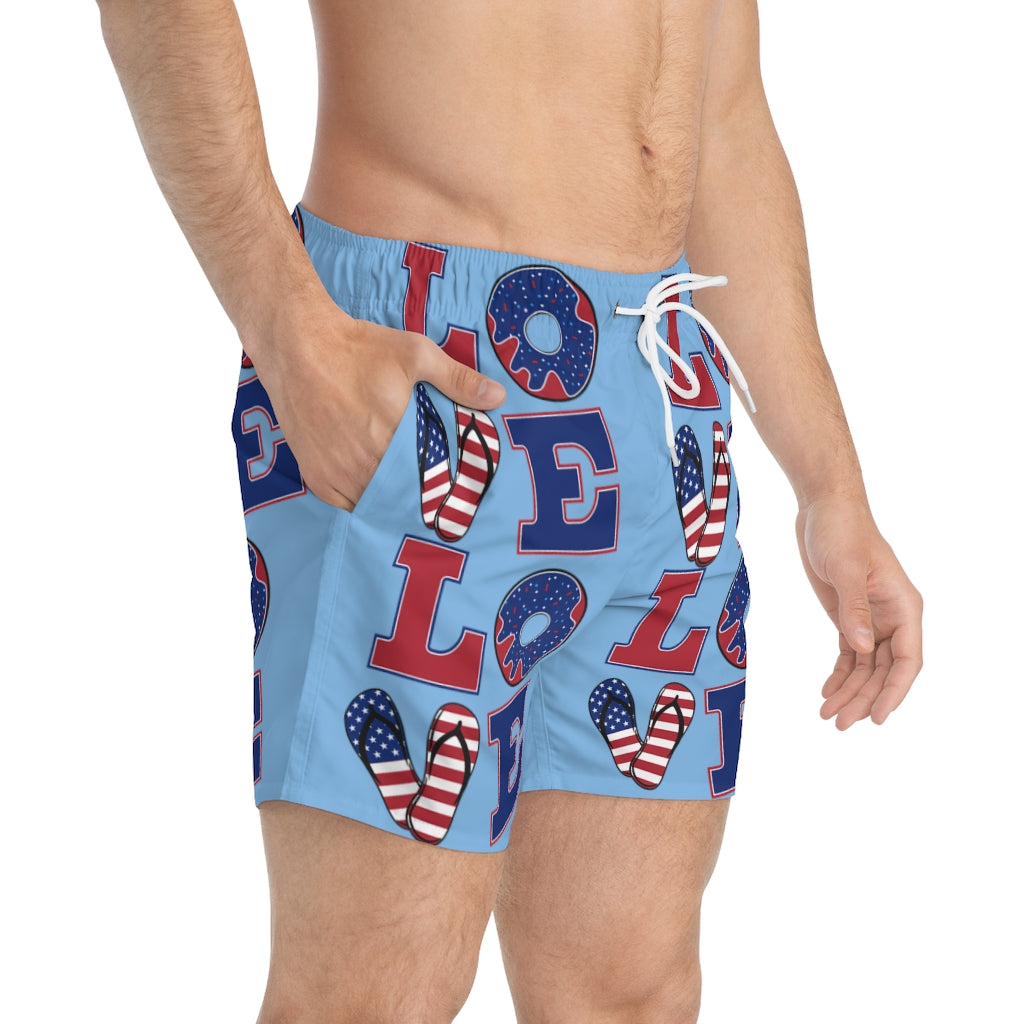 Men's American Love Sky Swimming Trunks