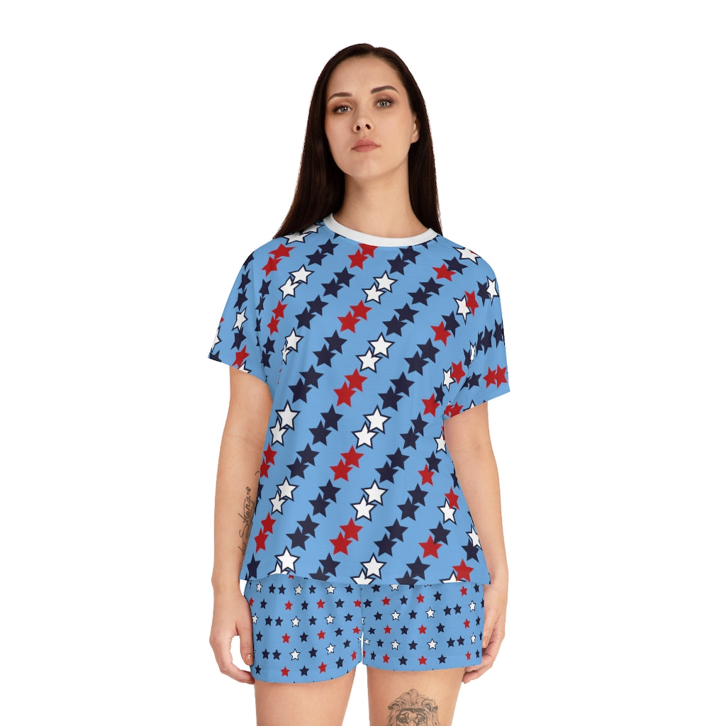 Sky Star Print Short Pajama Set (AOP)