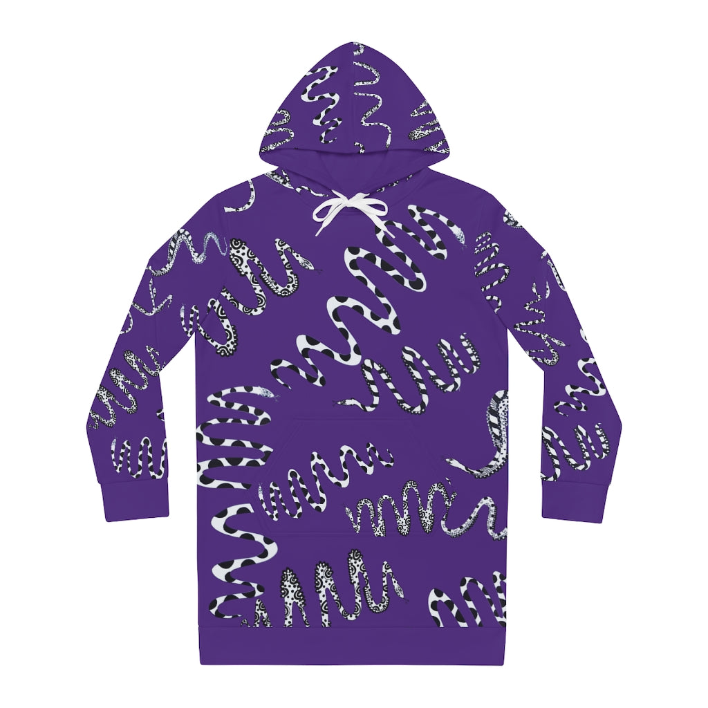 purple snake print hoodie dress 