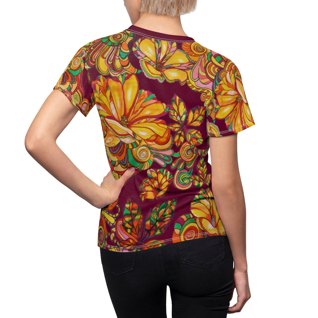 Artsy Floral Marsala AOP T-Shirt