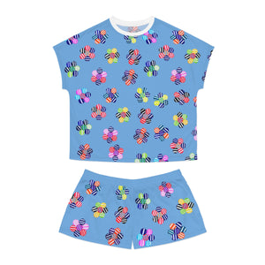 sky geometric floral shorts & t-shirt pajama set