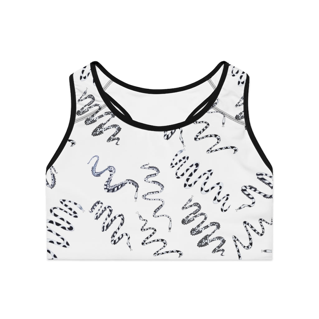 White Snake Print (AOP) Sports Bra