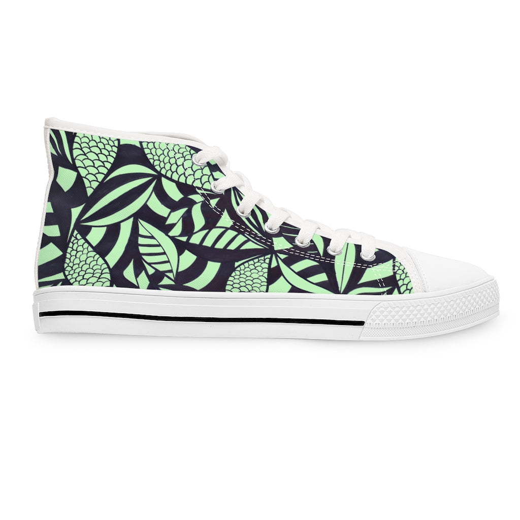 mint tropical print hightop women's sneakers