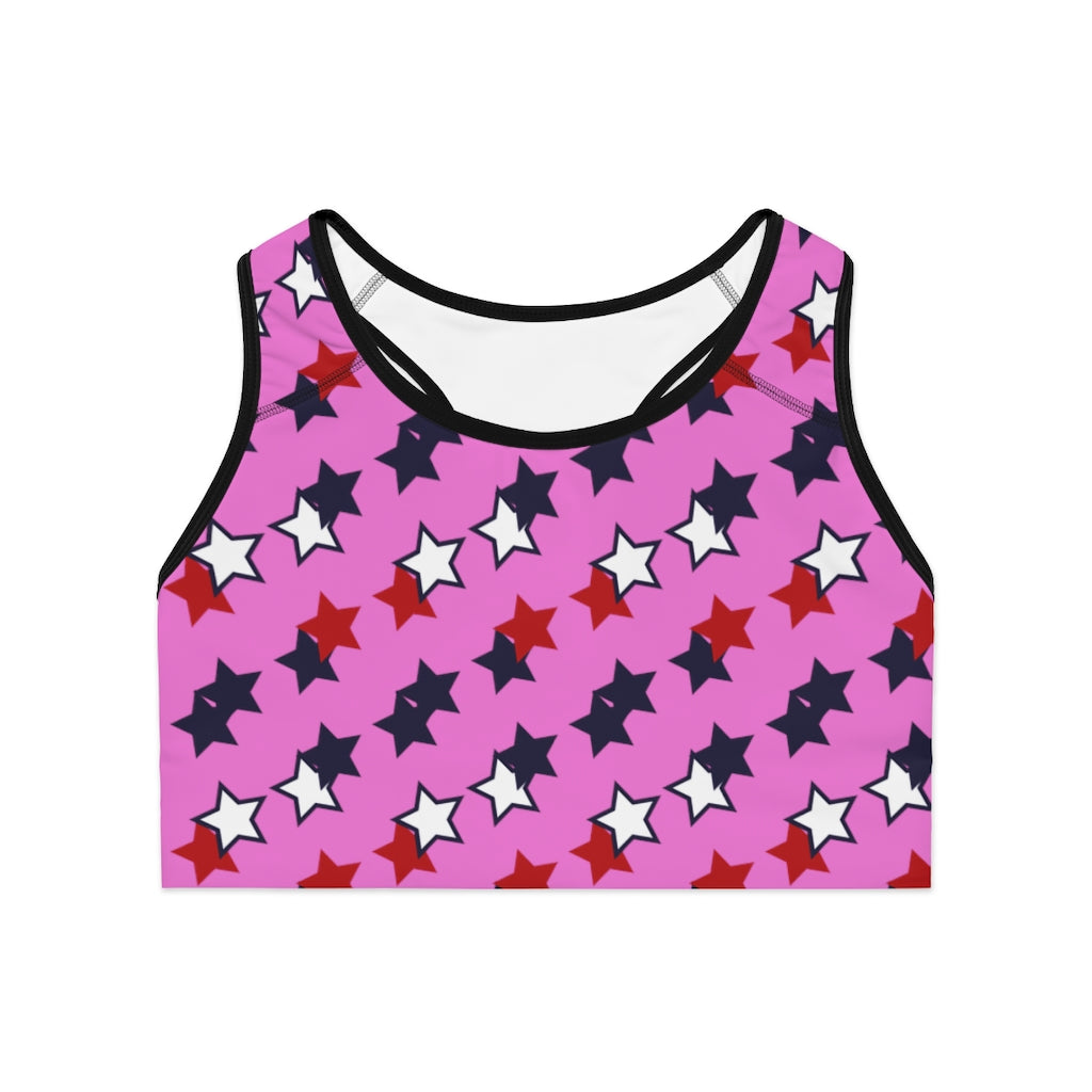 Rose Star Print (AOP) Sports Bra