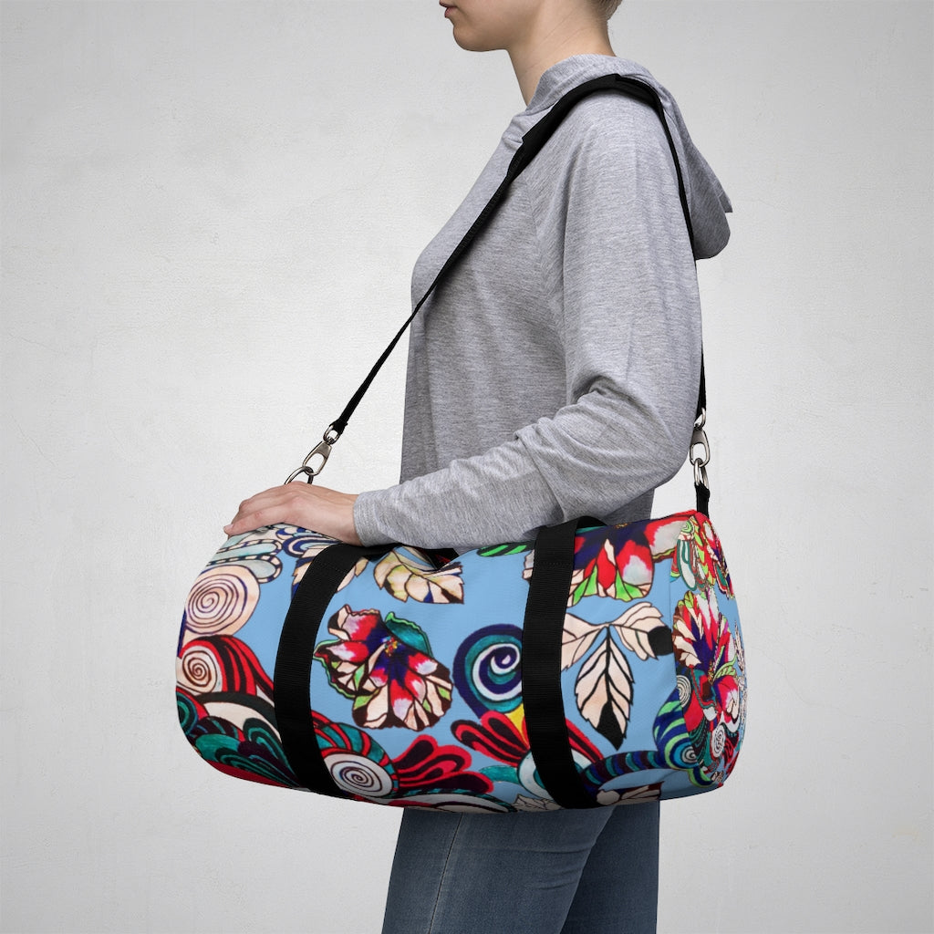 Artsy Floral Pop Sky Duffel Bag