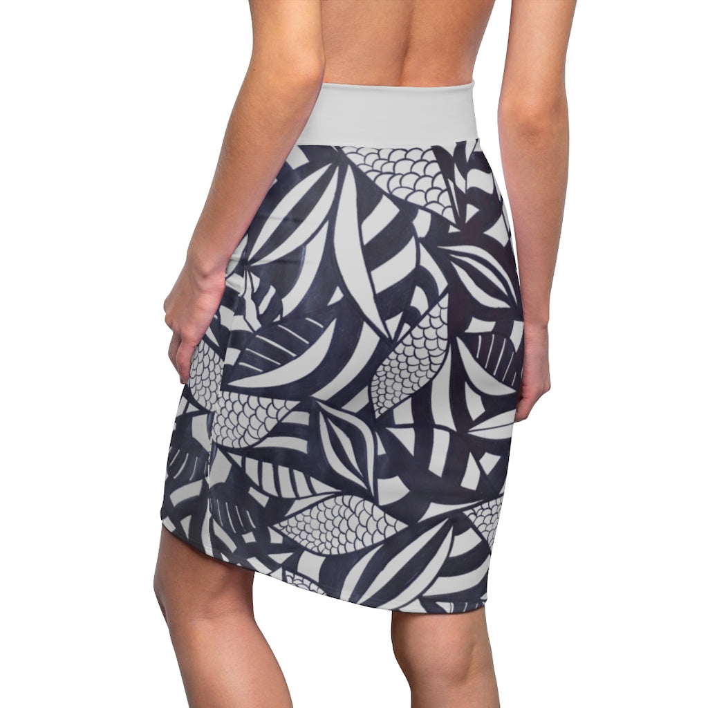 Tropical Minimalist Slate Pencil Skirt