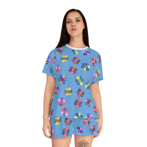 sky geometric floral shorts & t-shirt pajama set