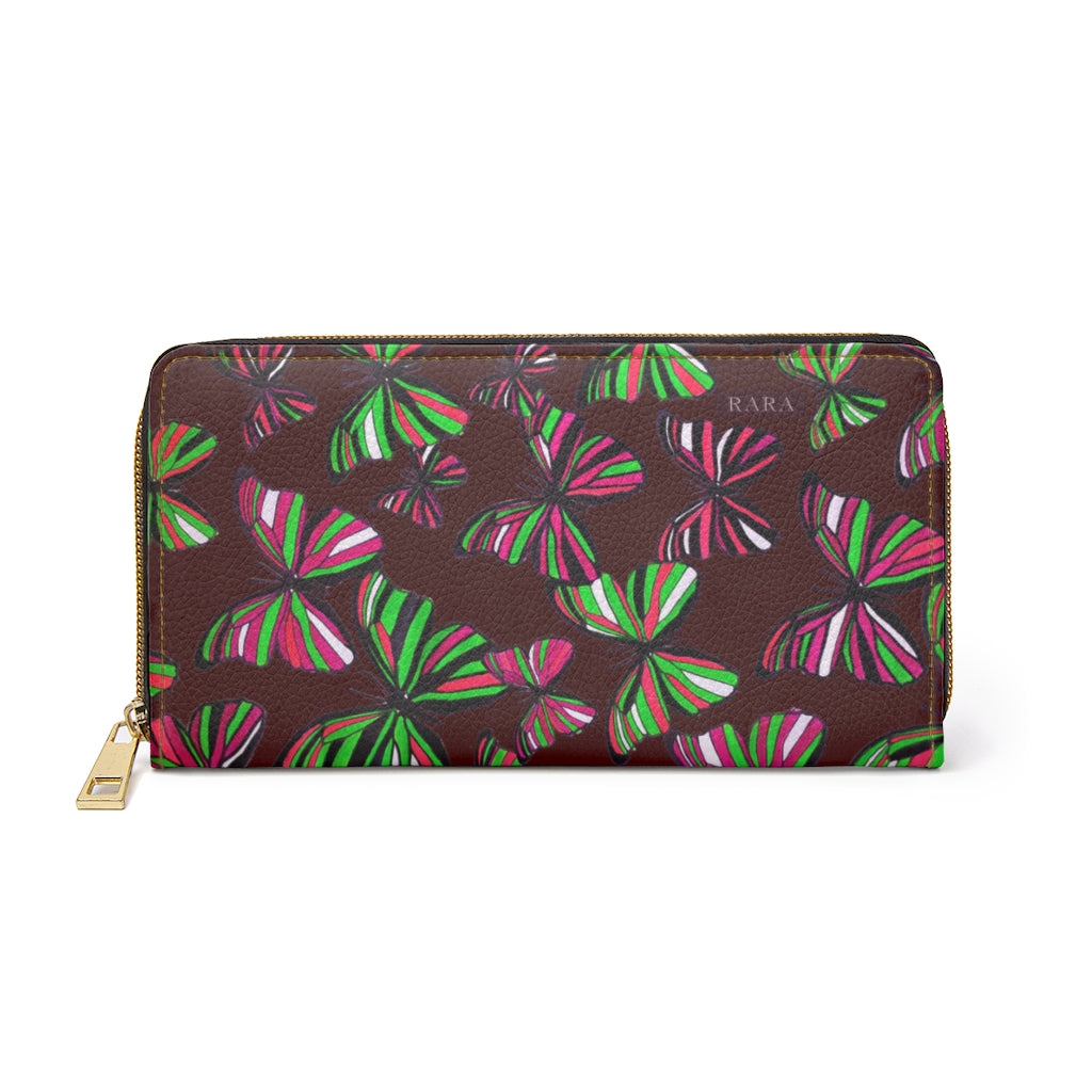 Marsala Butterflies Zipper Wallet