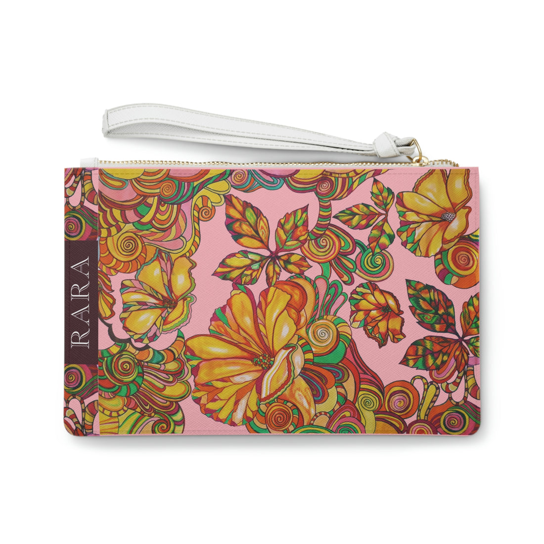 Blush Artsy Floral Clutch Bag