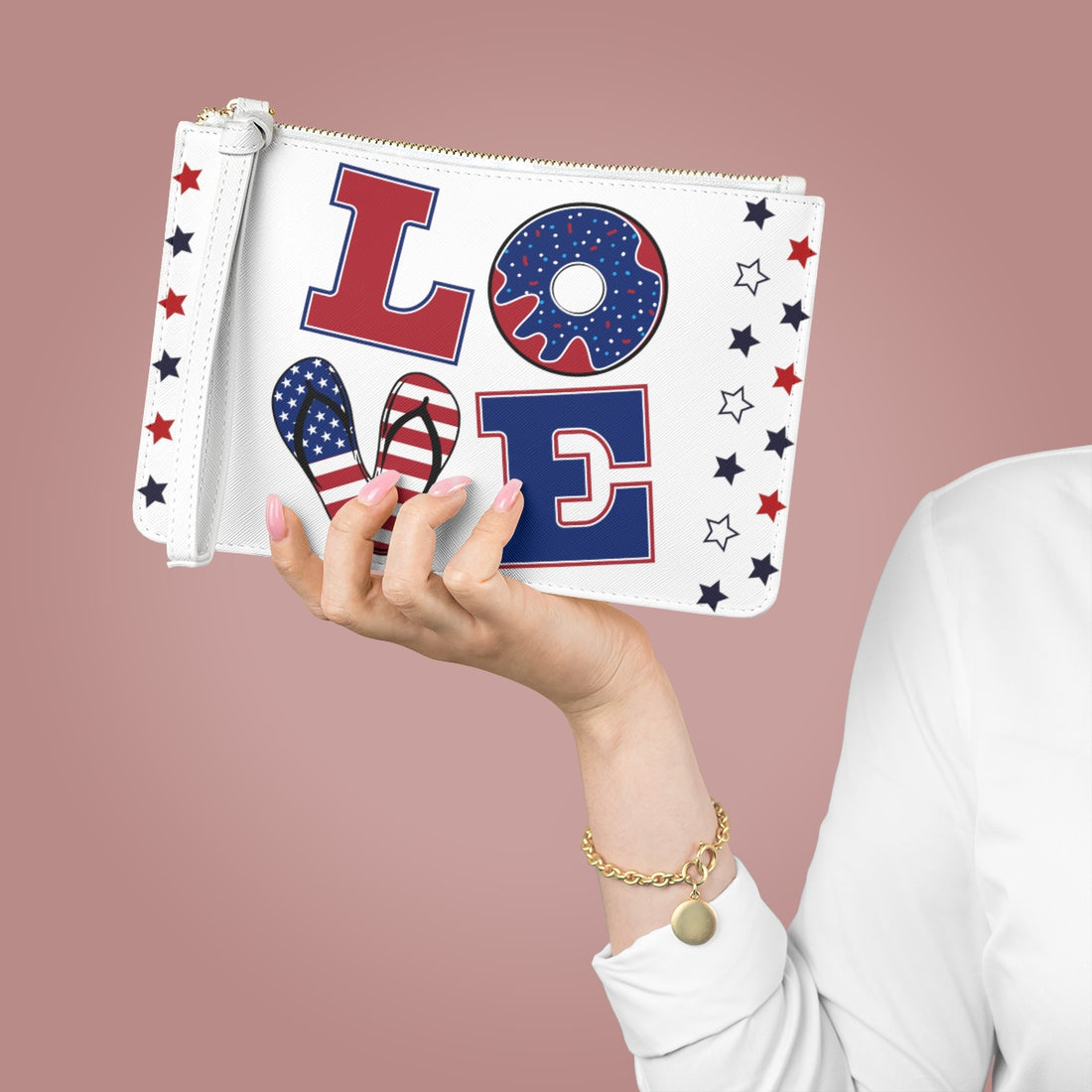 White American Love Clutch Bag