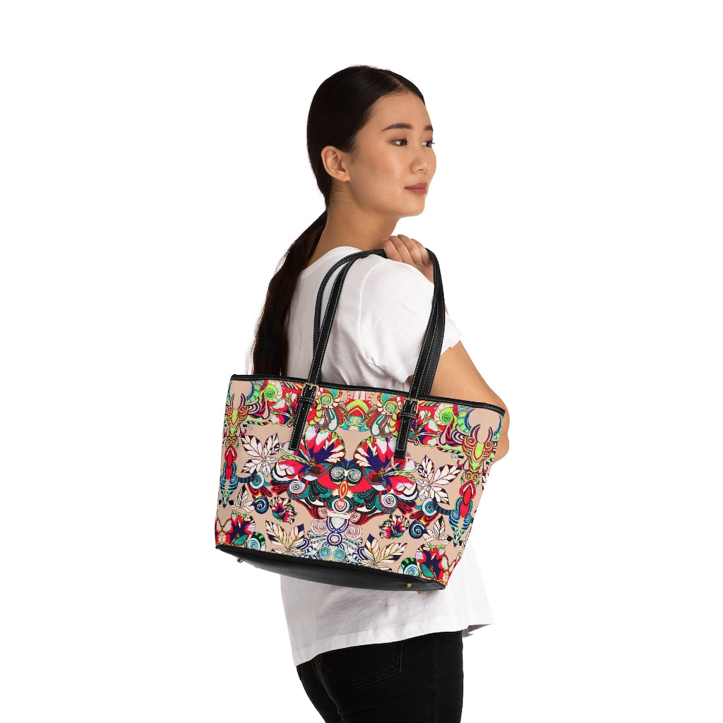 nude graphic floral tote bag