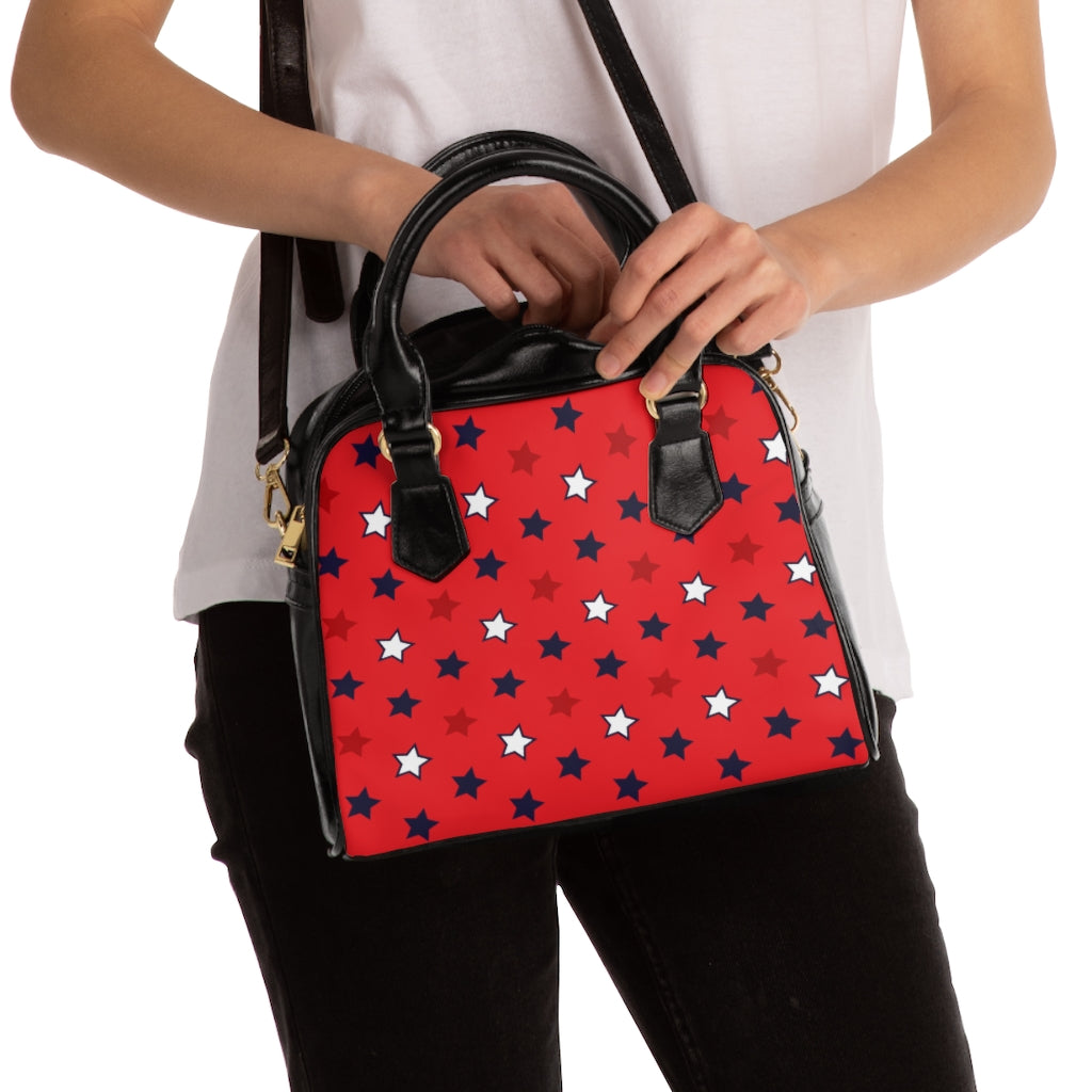 Red Star Print AOP Handbag