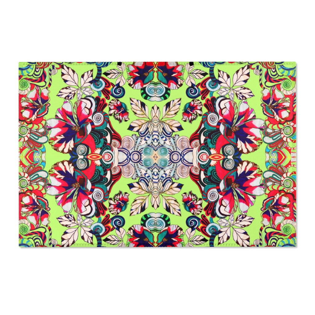 Artsy Floral Pop Lime Area Rug