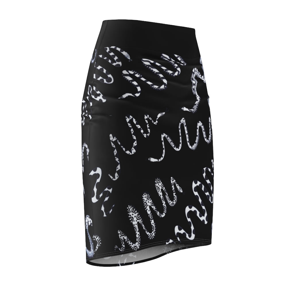 black  snake print pencil skirt